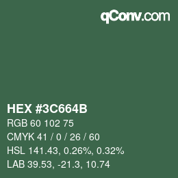 Color code: HEX #3C664B | qconv.com