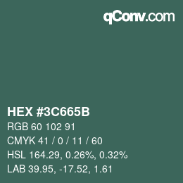 Color code: HEX #3C665B | qconv.com
