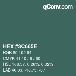 Color code: HEX #3C665E | qconv.com