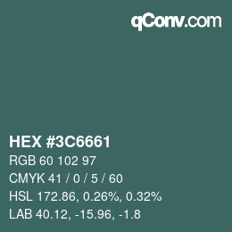 Color code: HEX #3C6661 | qconv.com