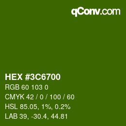颜色代码: HEX #3C6700 | qconv.com