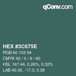 Color code: HEX #3C675E | qconv.com