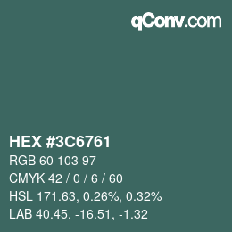 Farbcode: HEX #3C6761 | qconv.com