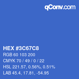 カラーコード: HEX #3C67C8 | qconv.com