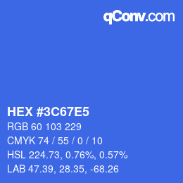 カラーコード: HEX #3C67E5 | qconv.com