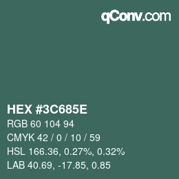 Color code: HEX #3C685E | qconv.com