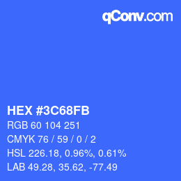 Farbcode: HEX #3C68FB | qconv.com
