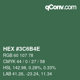 Color code: HEX #3C6B4E | qconv.com