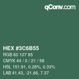 Color code: HEX #3C6B55 | qconv.com