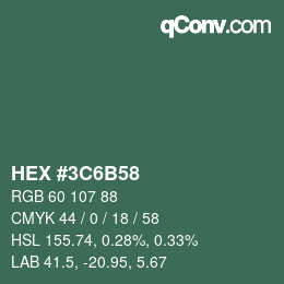 Color code: HEX #3C6B58 | qconv.com