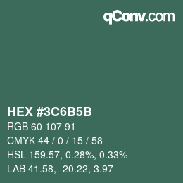 Color code: HEX #3C6B5B | qconv.com