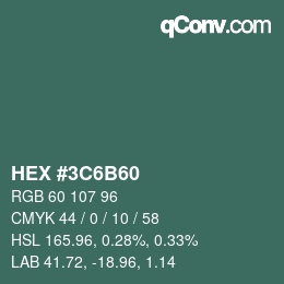 Color code: HEX #3C6B60 | qconv.com