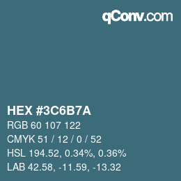 Color code: HEX #3C6B7A | qconv.com