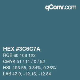 Color code: HEX #3C6C7A | qconv.com