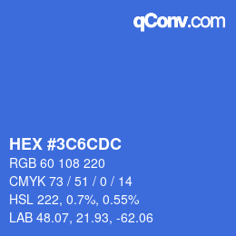 Color code: HEX #3C6CDC | qconv.com