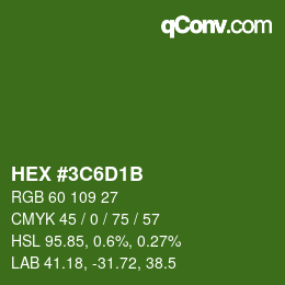 Color code: HEX #3C6D1B | qconv.com