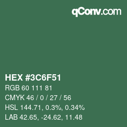 カラーコード: HEX #3C6F51 | qconv.com