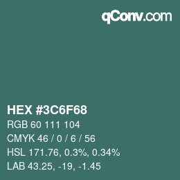 Color code: HEX #3C6F68 | qconv.com