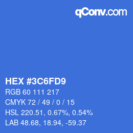 カラーコード: HEX #3C6FD9 | qconv.com