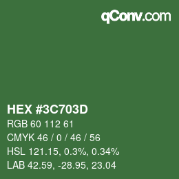 Color code: HEX #3C703D | qconv.com