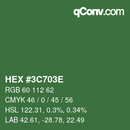 Color code: HEX #3C703E | qconv.com