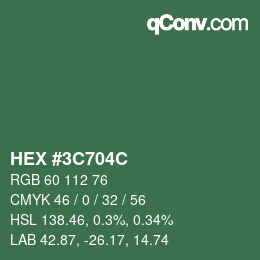 Color code: HEX #3C704C | qconv.com