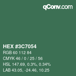 Color code: HEX #3C7054 | qconv.com