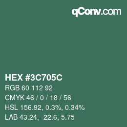 Color code: HEX #3C705C | qconv.com
