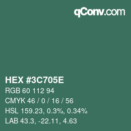 Color code: HEX #3C705E | qconv.com