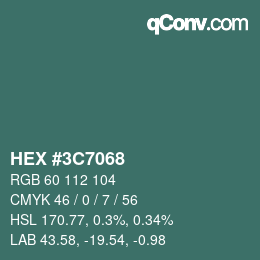 Color code: HEX #3C7068 | qconv.com