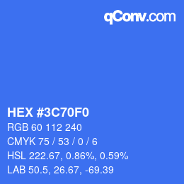Farbcode: HEX #3C70F0 | qconv.com