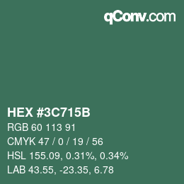 Color code: HEX #3C715B | qconv.com