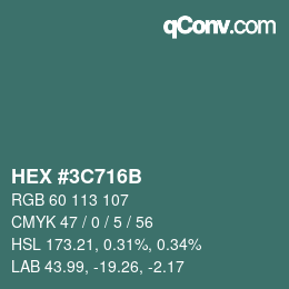 Color code: HEX #3C716B | qconv.com