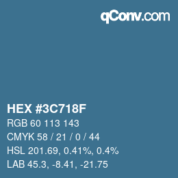 Color code: HEX #3C718F | qconv.com