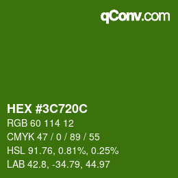 Color code: HEX #3C720C | qconv.com