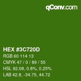 Color code: HEX #3C720D | qconv.com