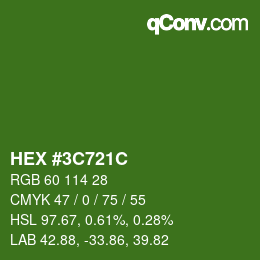 Color code: HEX #3C721C | qconv.com