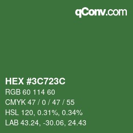 カラーコード: HEX #3C723C | qconv.com
