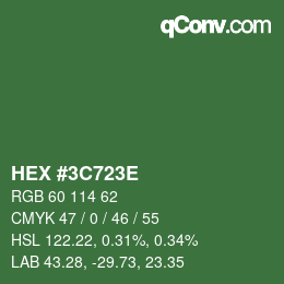 Farbcode: HEX #3C723E | qconv.com