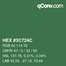 Farbcode: HEX #3C724C | qconv.com