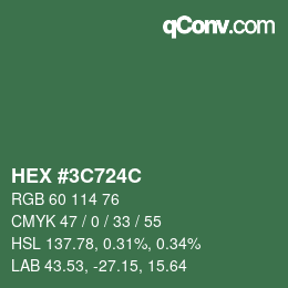 Color code: HEX #3C724C | qconv.com