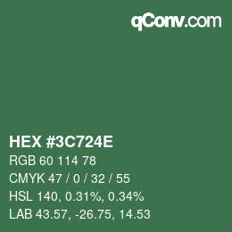 Color code: HEX #3C724E | qconv.com