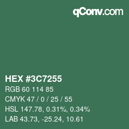 Color code: HEX #3C7255 | qconv.com