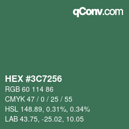 Color code: HEX #3C7256 | qconv.com