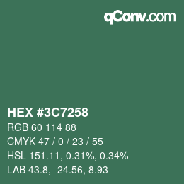 Color code: HEX #3C7258 | qconv.com