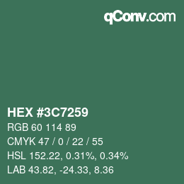 Color code: HEX #3C7259 | qconv.com