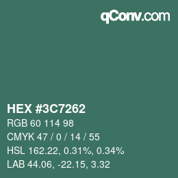 Color code: HEX #3C7262 | qconv.com