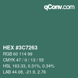 Color code: HEX #3C7263 | qconv.com