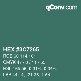 Color code: HEX #3C7265 | qconv.com