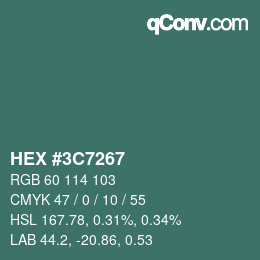 Color code: HEX #3C7267 | qconv.com